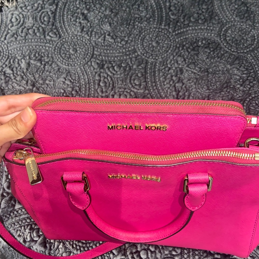 Hot pink Michael kors purse and wallet